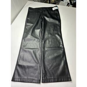 Nwt Free People Black Vegan Relaxed Leg High Waist Faux Leather Pants Size 12